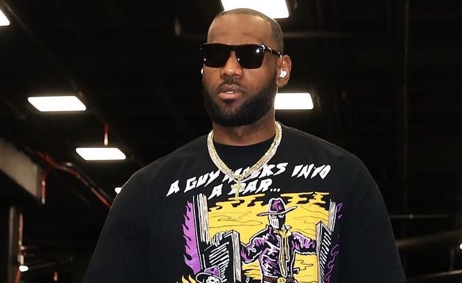 Is LeBron James wearing secret Apple headphones here?