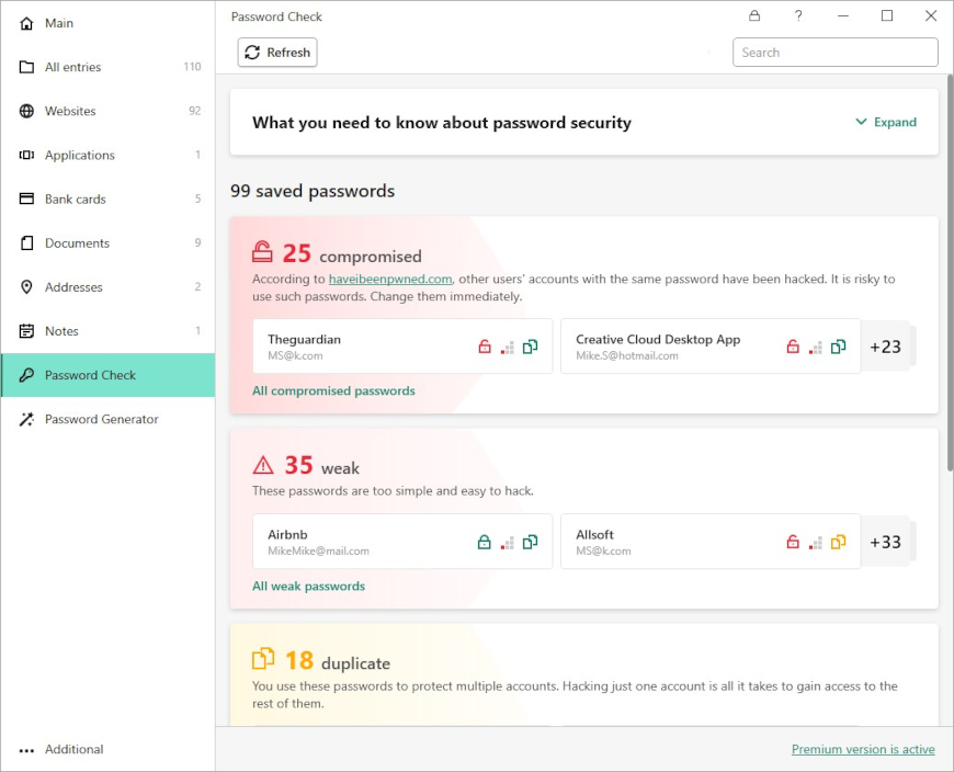 Password manager suggests easy-to-crack passwords